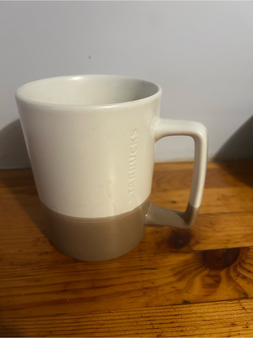 Starbucks Cream and Tan Two-Tone Ceramic Mug